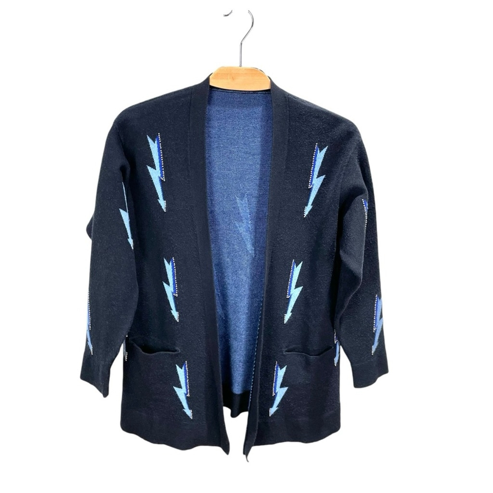 Sandro Juste Lightning Bolt Open Front Cardigan Size 1/ S - Picture 3 of 8